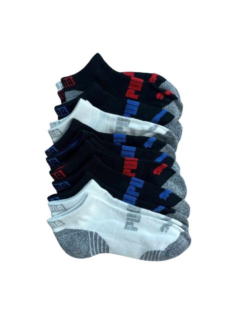 NWT Puma Kids Low Cut Socks 8-Pack DryCell Moisture Wicking Fits Shoe Size 9-3.5